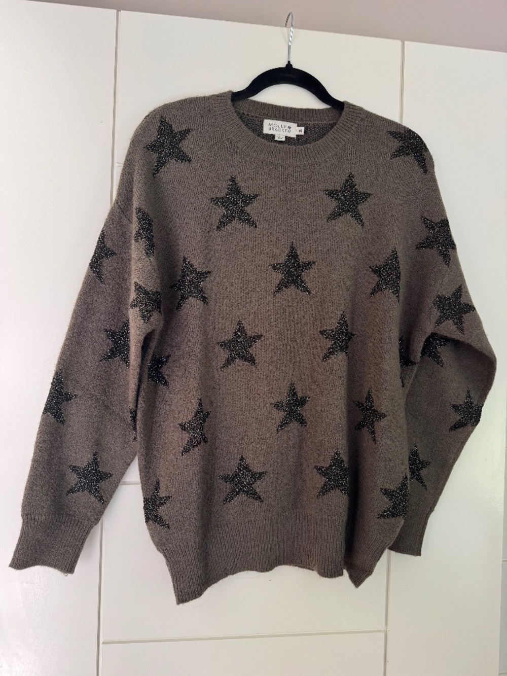Molly Bracken Gray-Green & Black Star Sweater